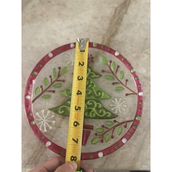 Set of 2 Christmas holiday rare Tree Glass Appetizer Dessert Plates 8” NWT - Picture 5 of 8